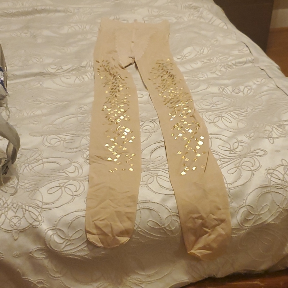 Stockings with gold fish scales